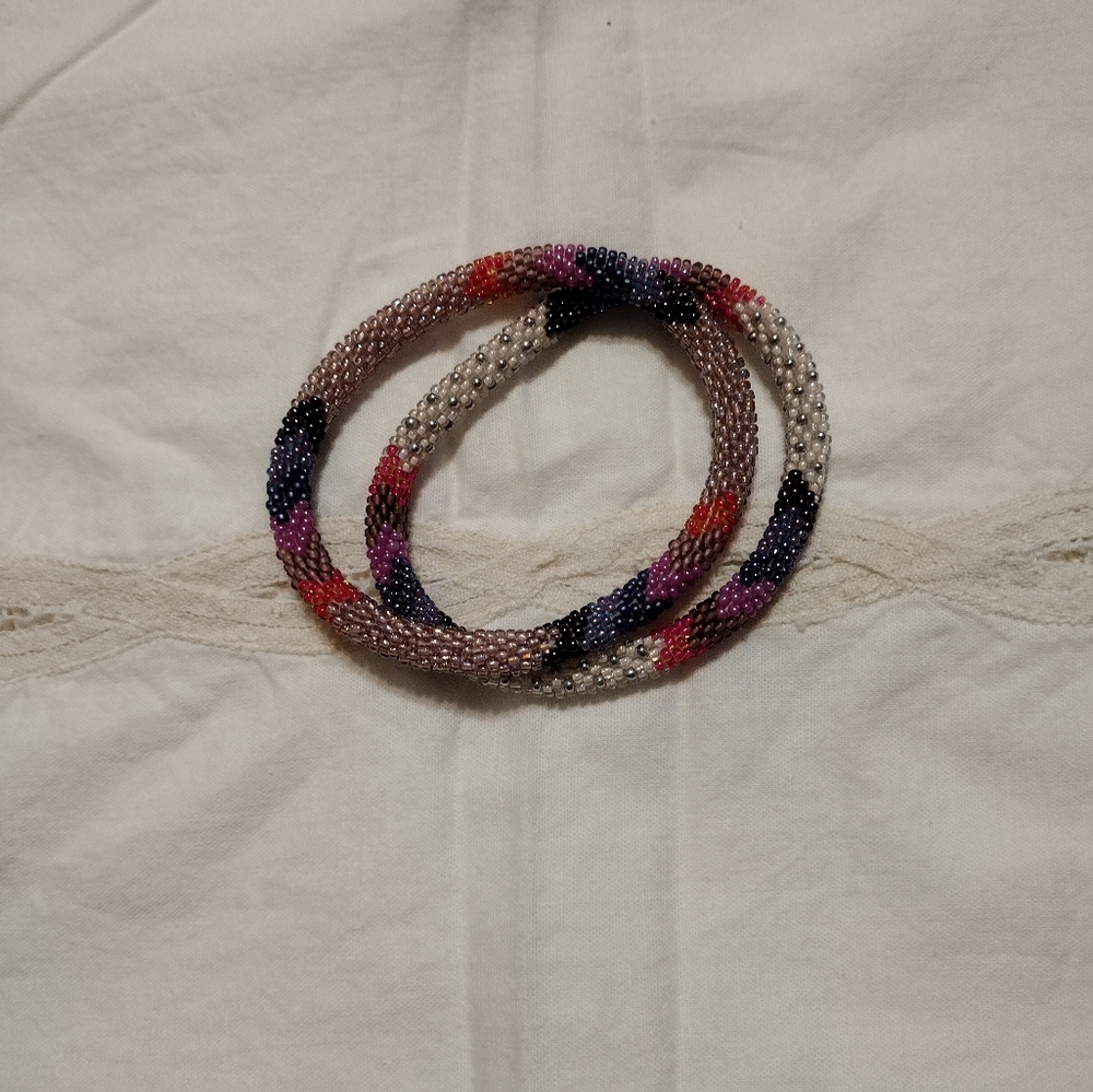 Roll on beaded bracelets. A set of 2.